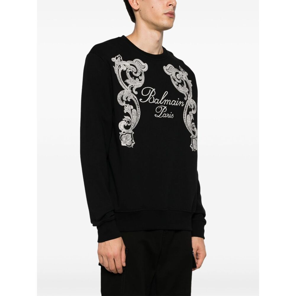 Balmain Logo-print Cotton Sweatshirt In Black