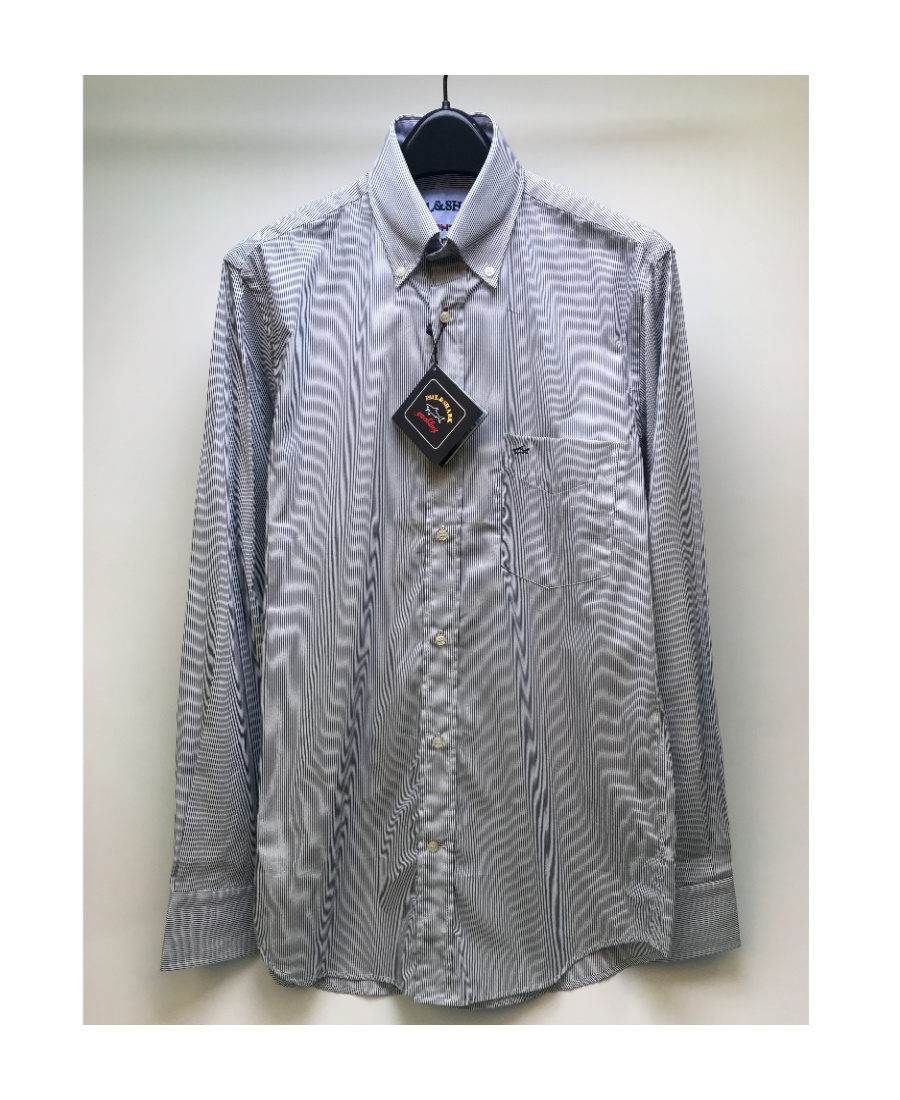 Shop Paul & Shark Lapel Long-sleeved Shirt In Gray