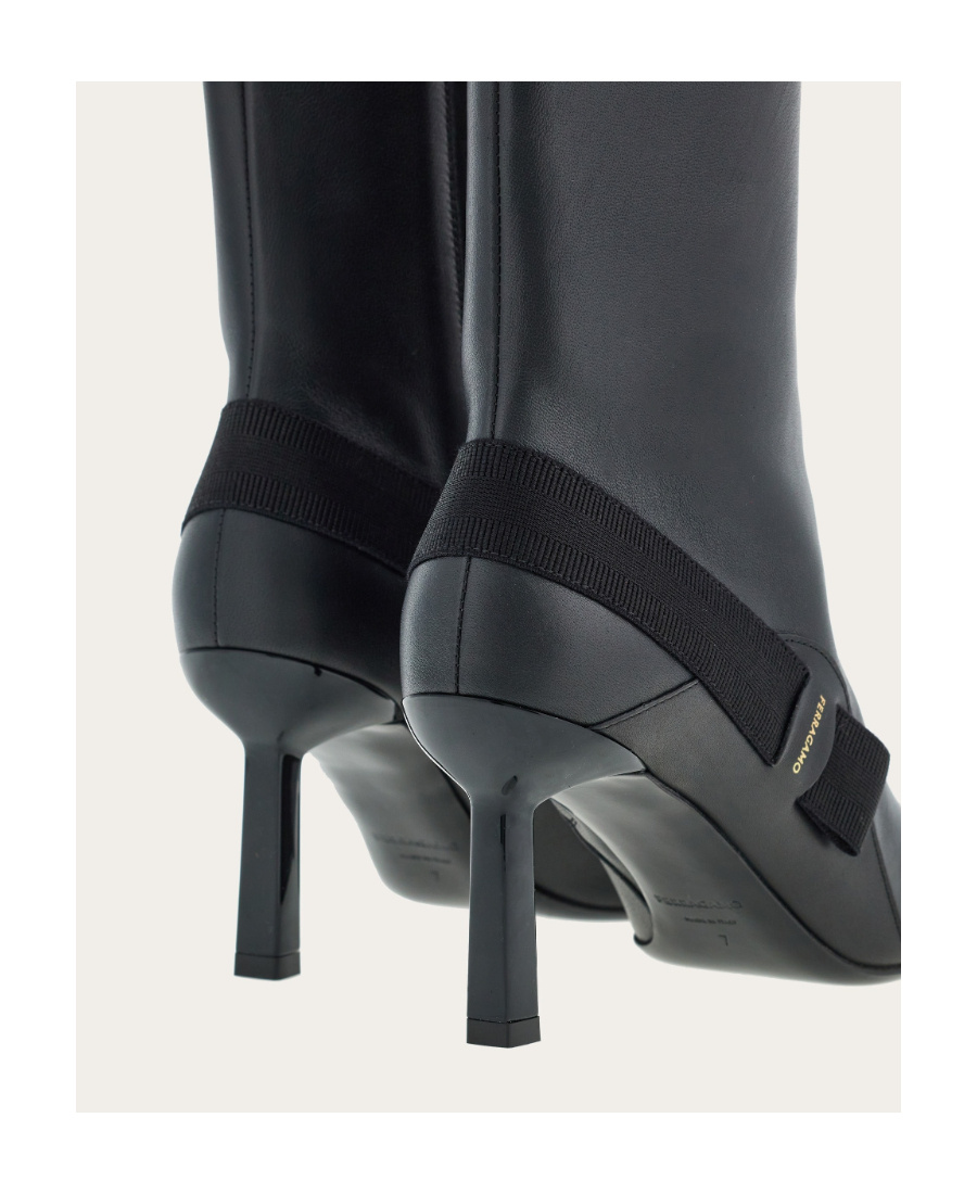 Ferragamo 85mm Vara-bow Leather Ankle Boots In Black