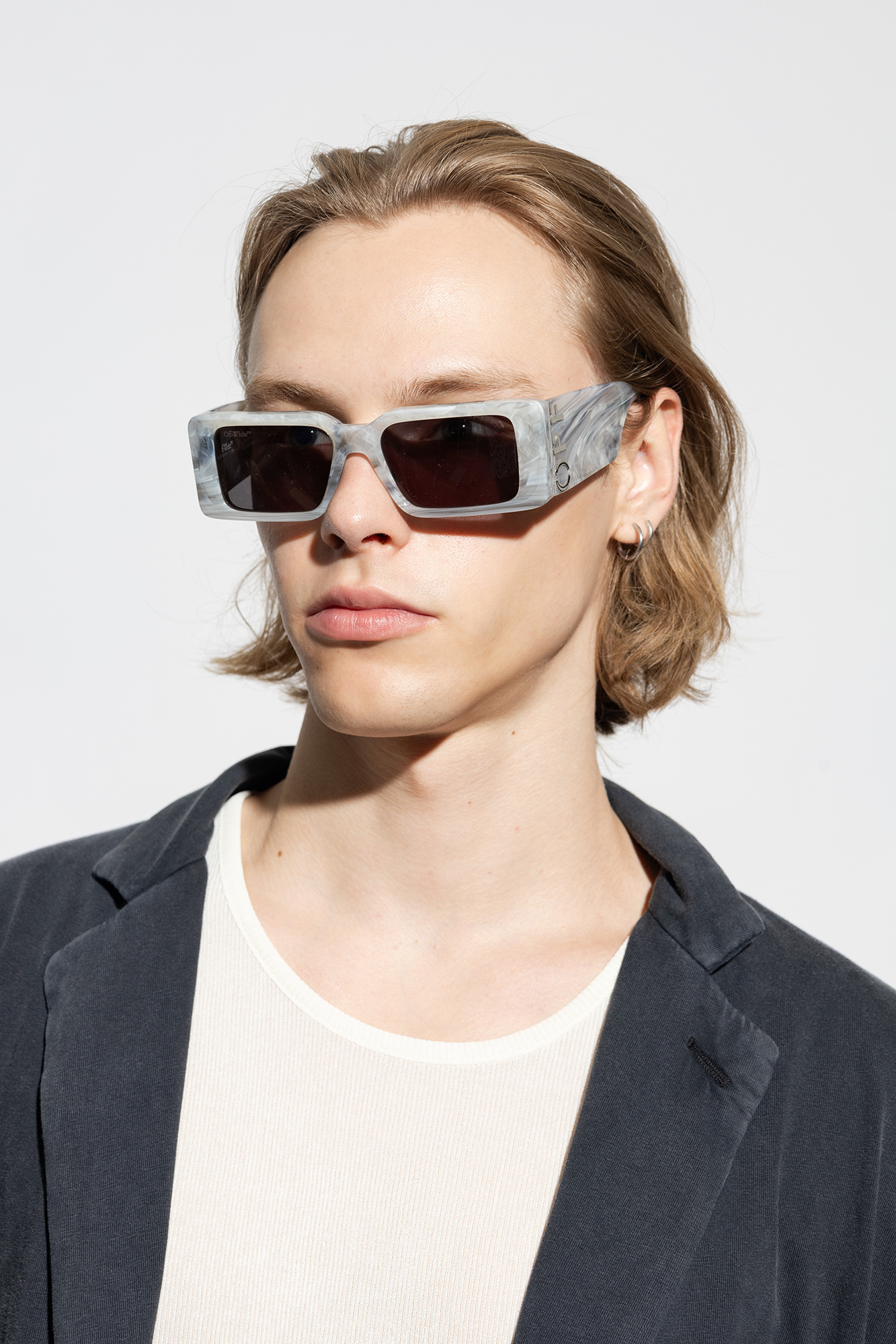 Off-white Milano Rectangle-frame Sunglasses In Gray