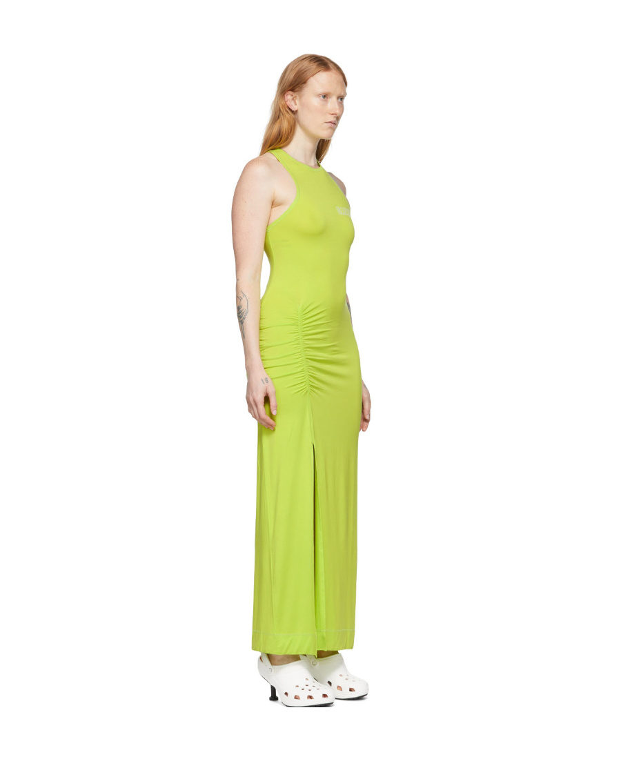 Ganni A Sleeveless Dress With Round Neck In Green