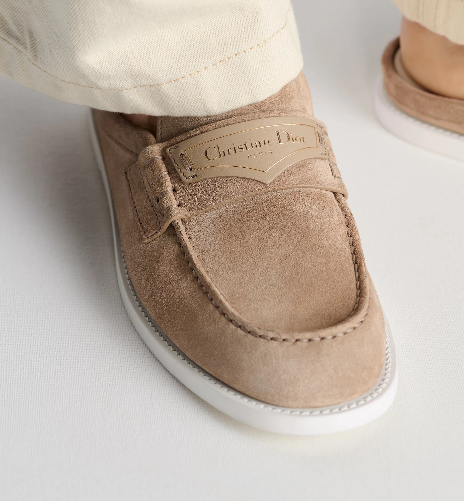 Dior Christian Boy Logo Debossed Slip-on Sandals In Nude