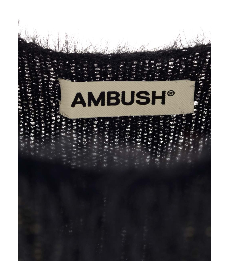 Shop Ambush Long-sleeve Cropped Jumper In Black