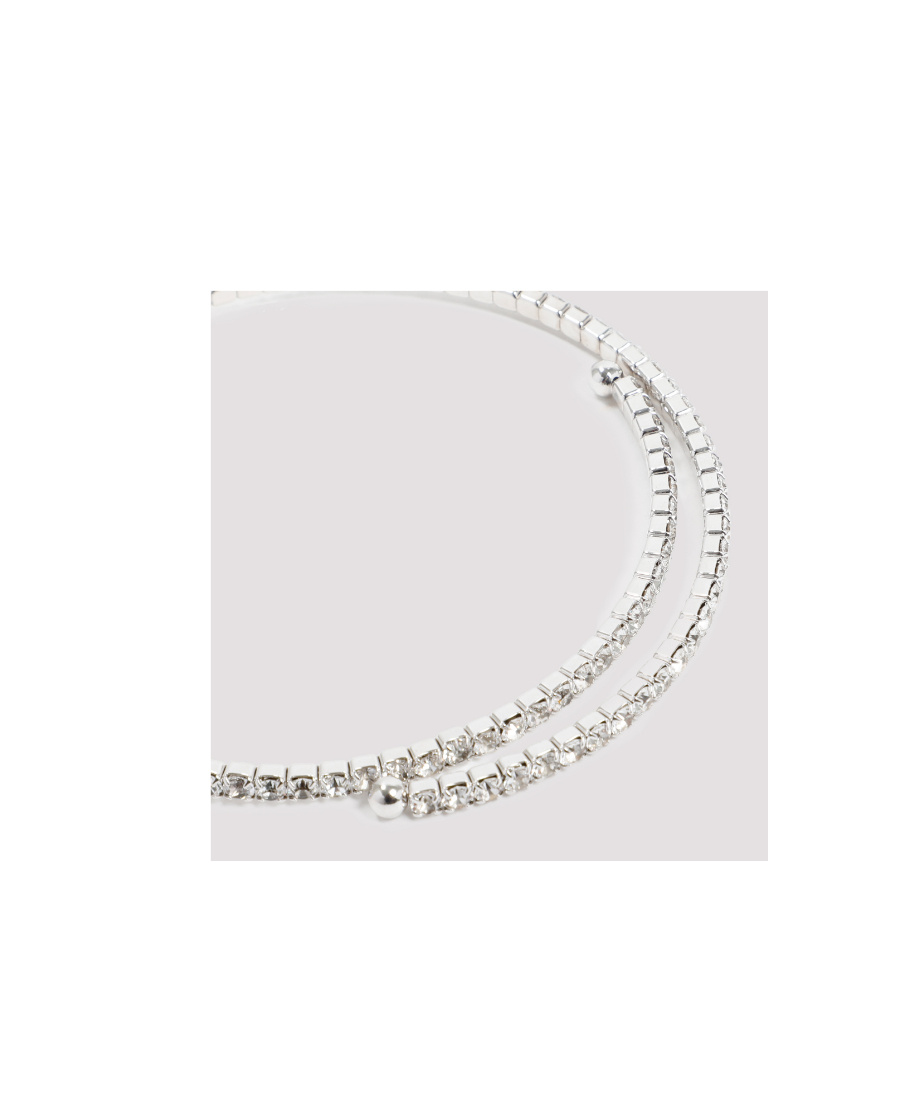 Miu Miu Crystal Sparkle Statement Necklace In White