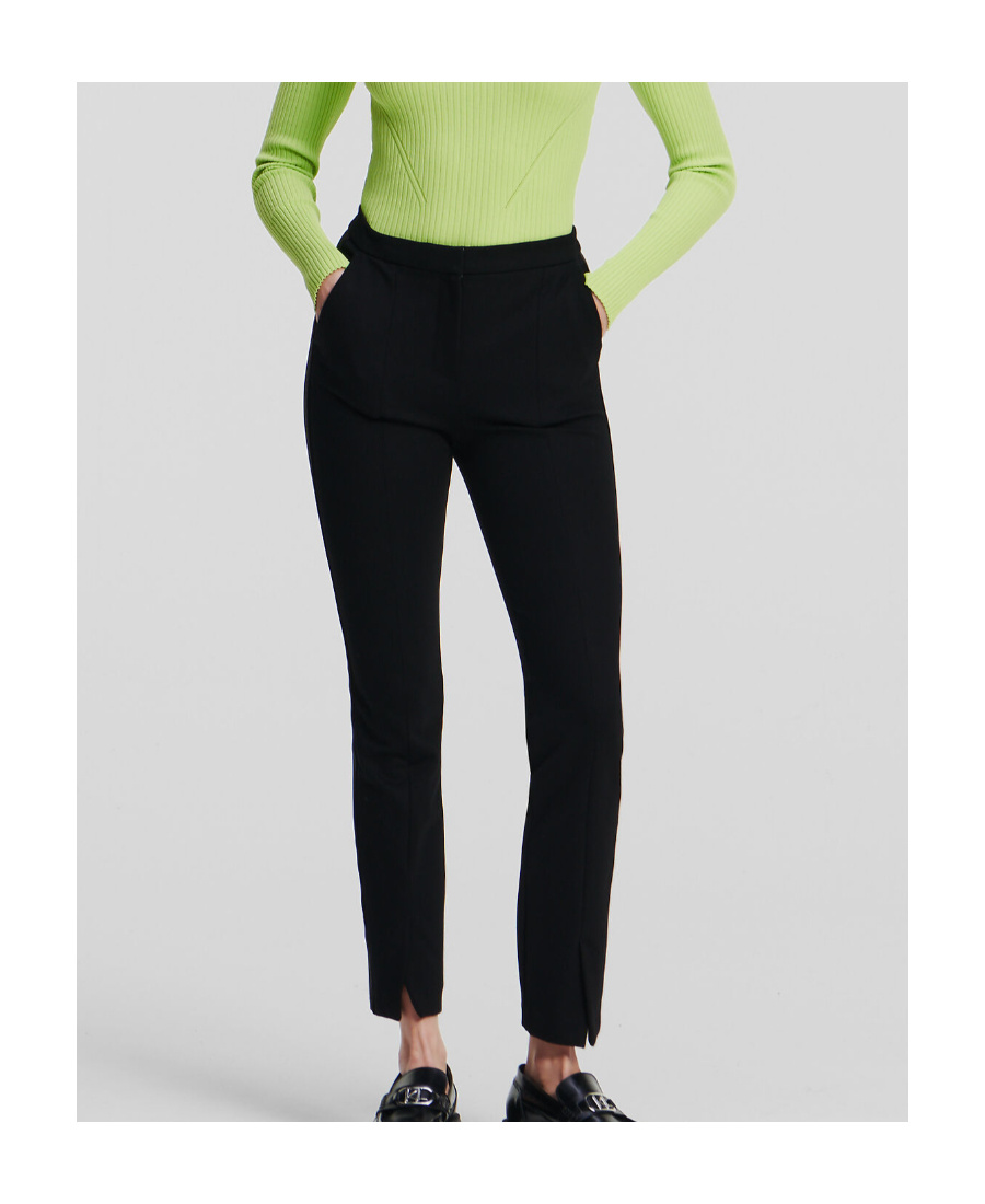 Shop Karl Lagerfeld Logo-tape Straight-leg Trousers In Black