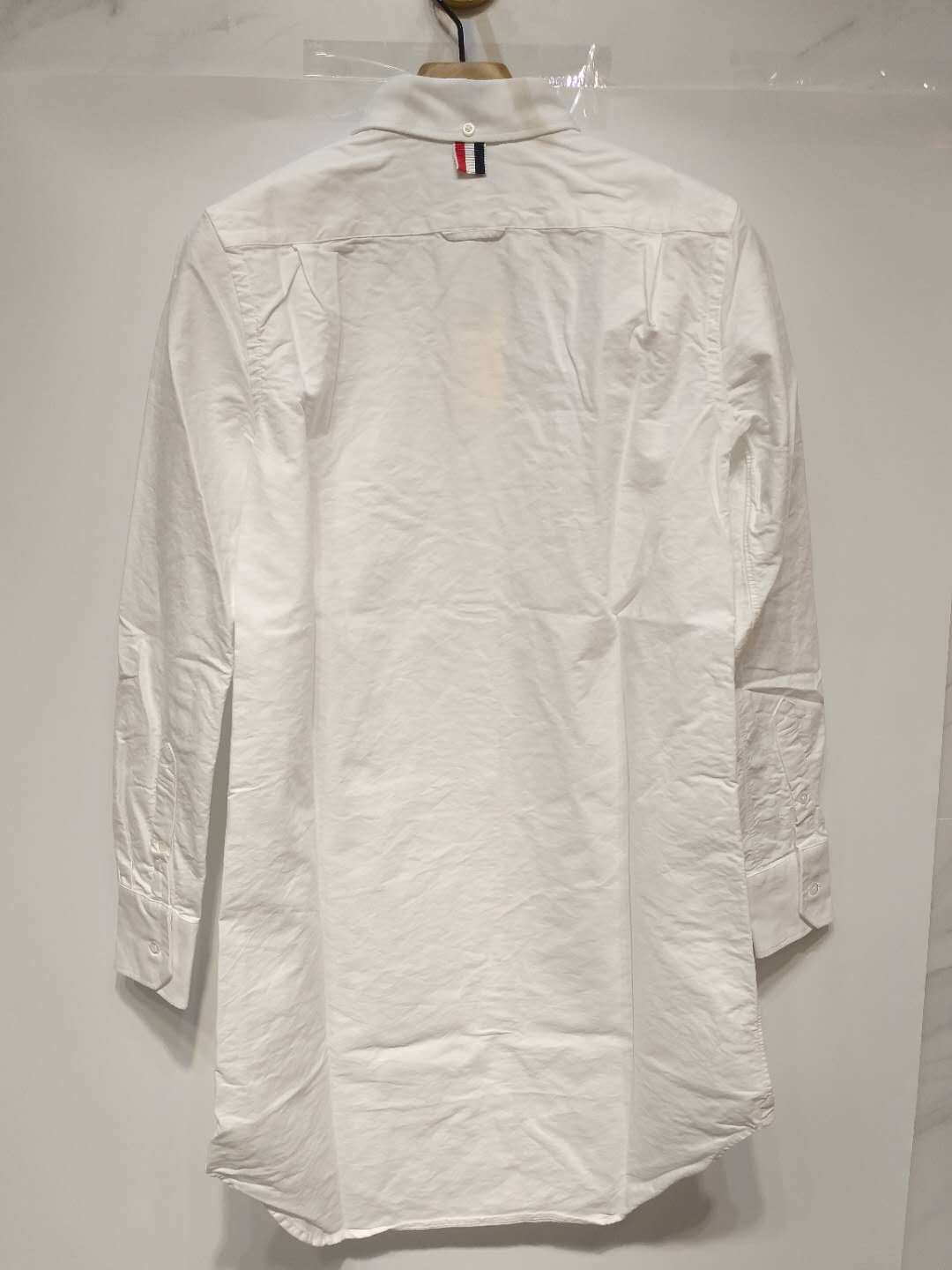 Thom Browne Long-sleeved Mini Shirt Dress In White