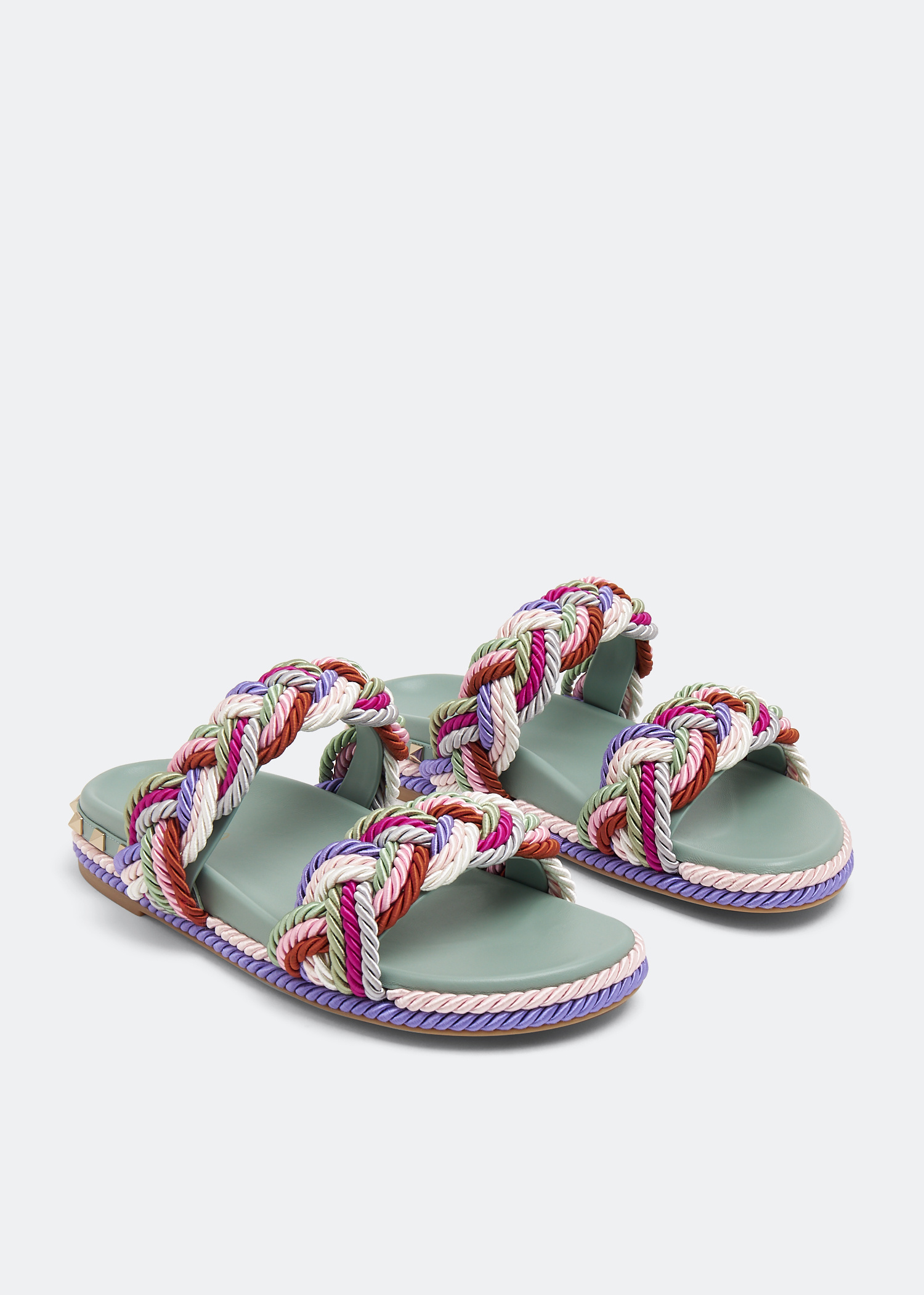Valentino Colour-block Braided-strap Sandals In Multicolor