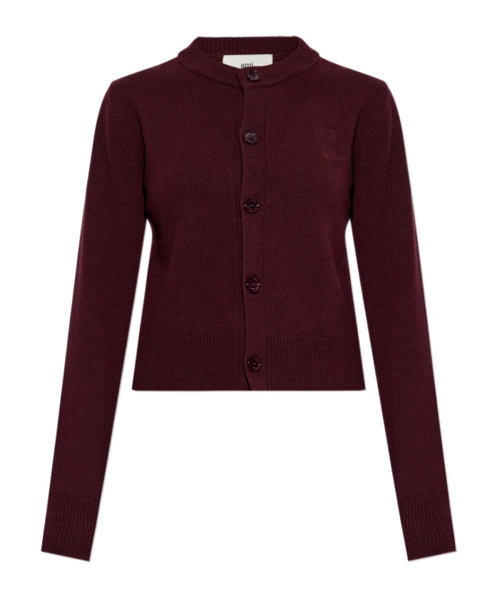 Ami Alexandre Mattiussi Button Embroidered Cardigan In Brown