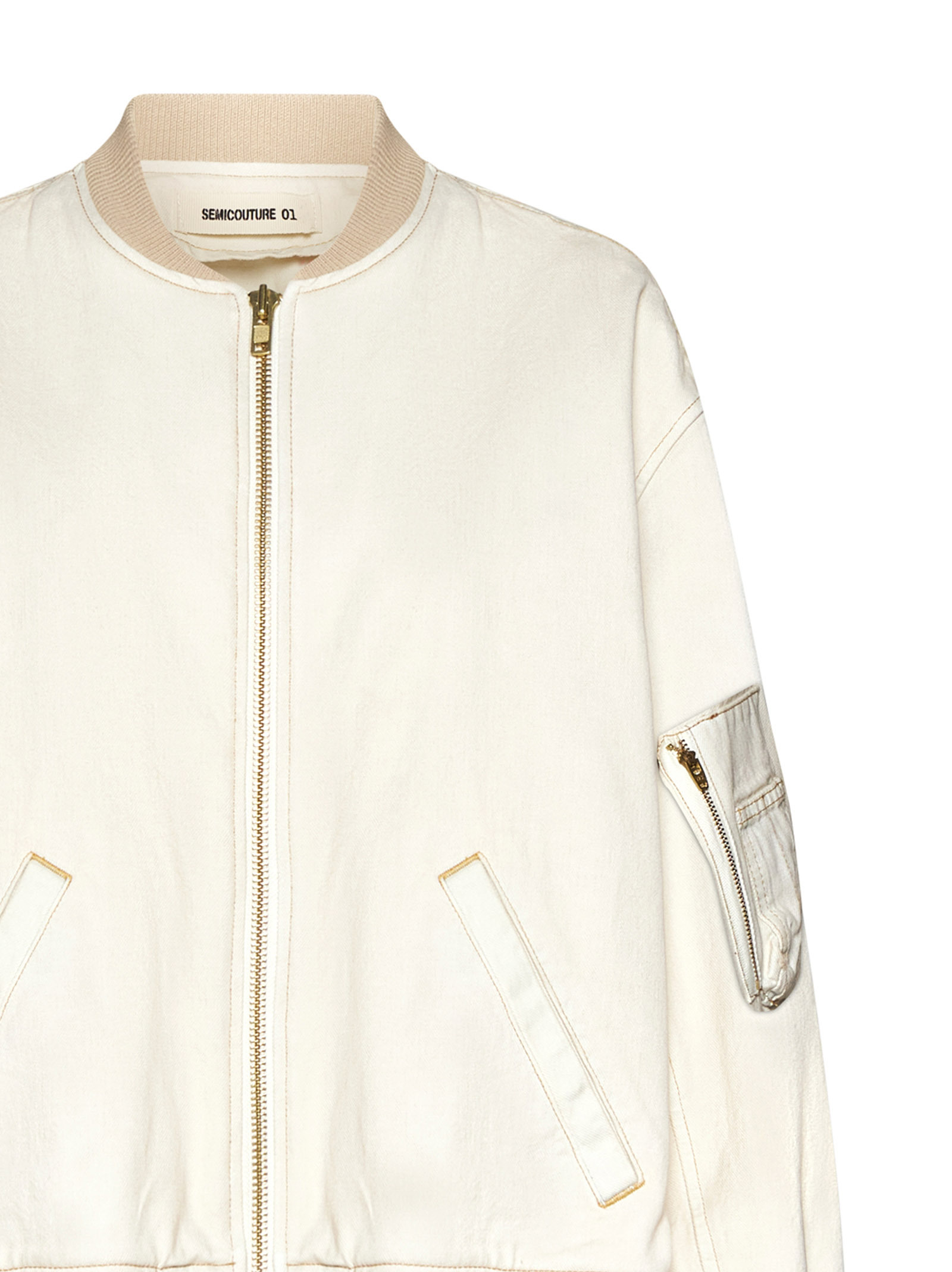 Semicouture Rosaline Twill Bomber Jacket In White