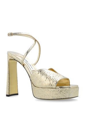 Jimmy Choo Karli 125 Buckled Platform Sandals In Gold