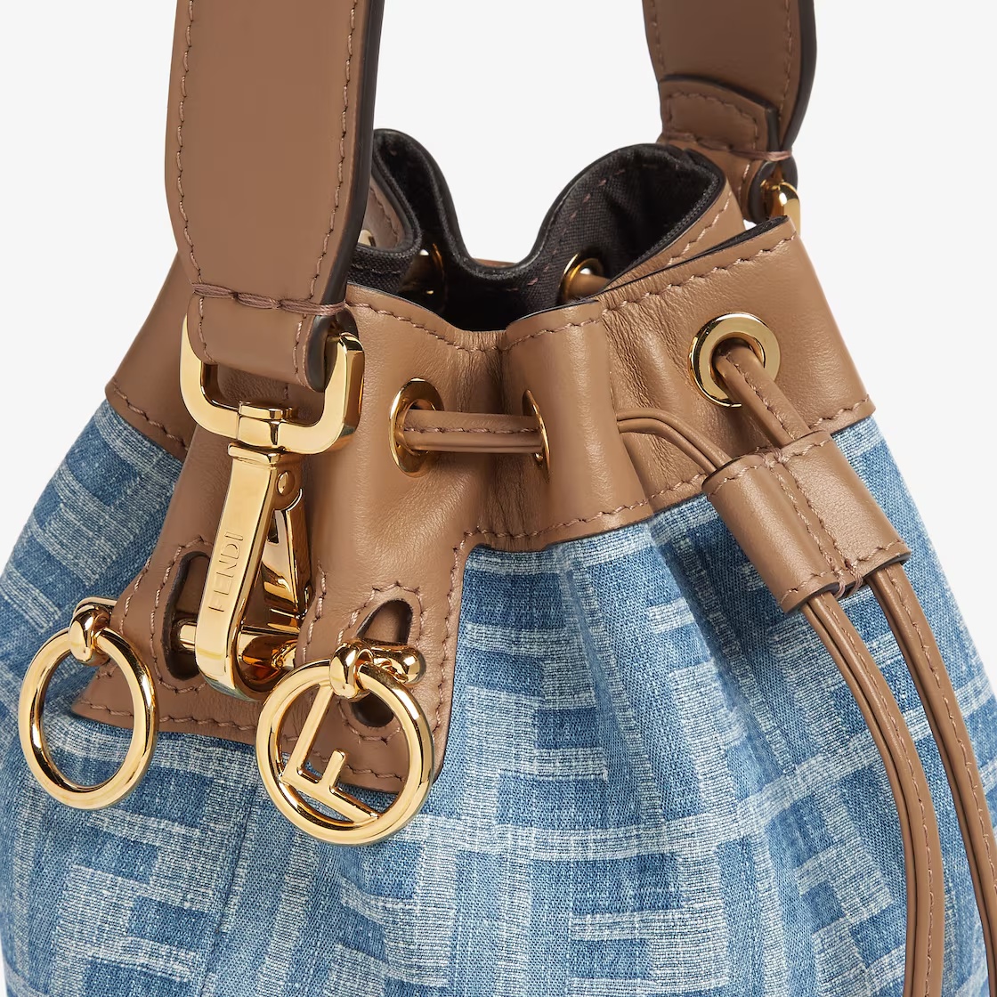 Fendi Drawstring Cross Body Bucket Bag In Blue