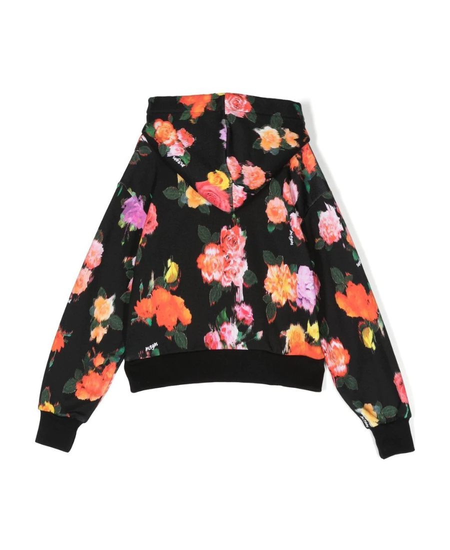 MSGM FLORAL PRINTED HOODED SWEATER