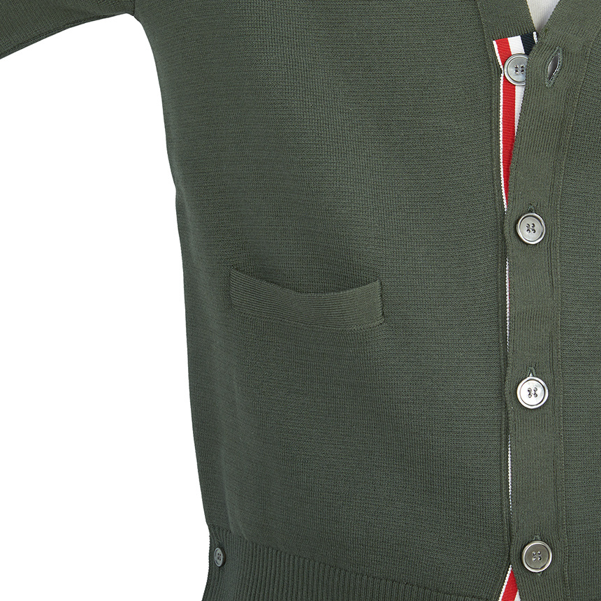 Thom Browne Cotton Crepe V-neck Cardigan In Black