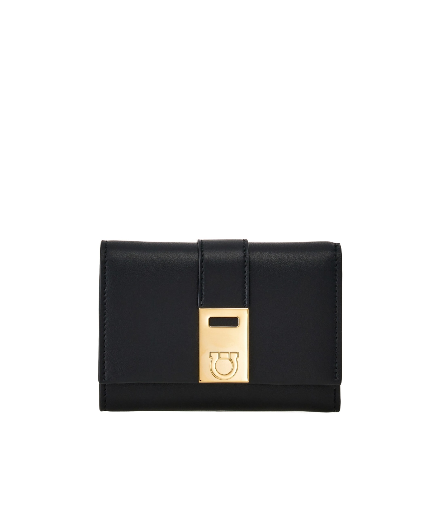 Ferragamo Hug Two-tone Leather Wallet In Black
