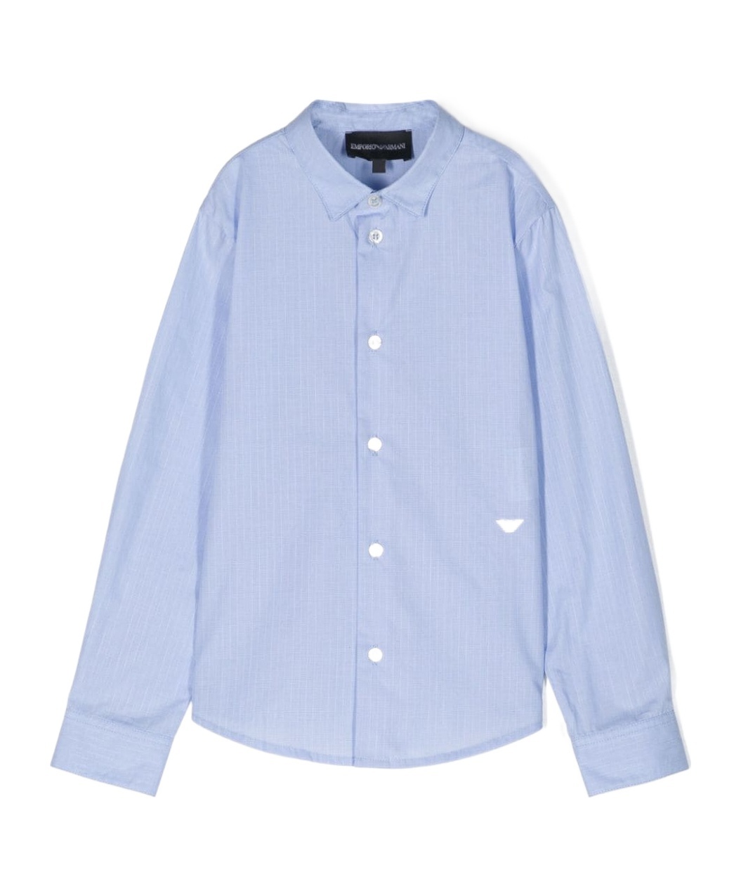 Emporio Armani Embroidered-logo Cotton Shirt In Blue
