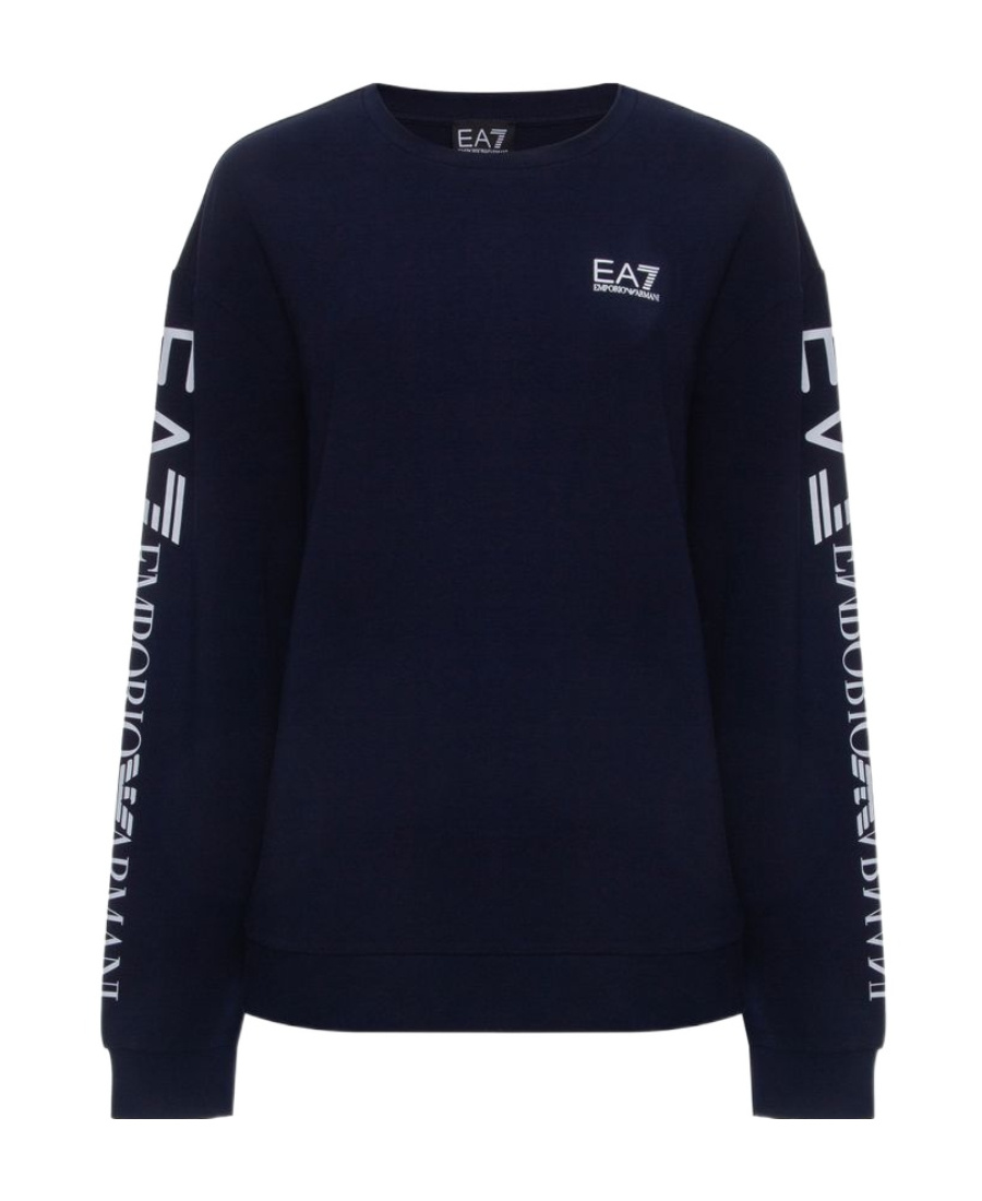 Ea7 Round-necked Logo Sweater In Black