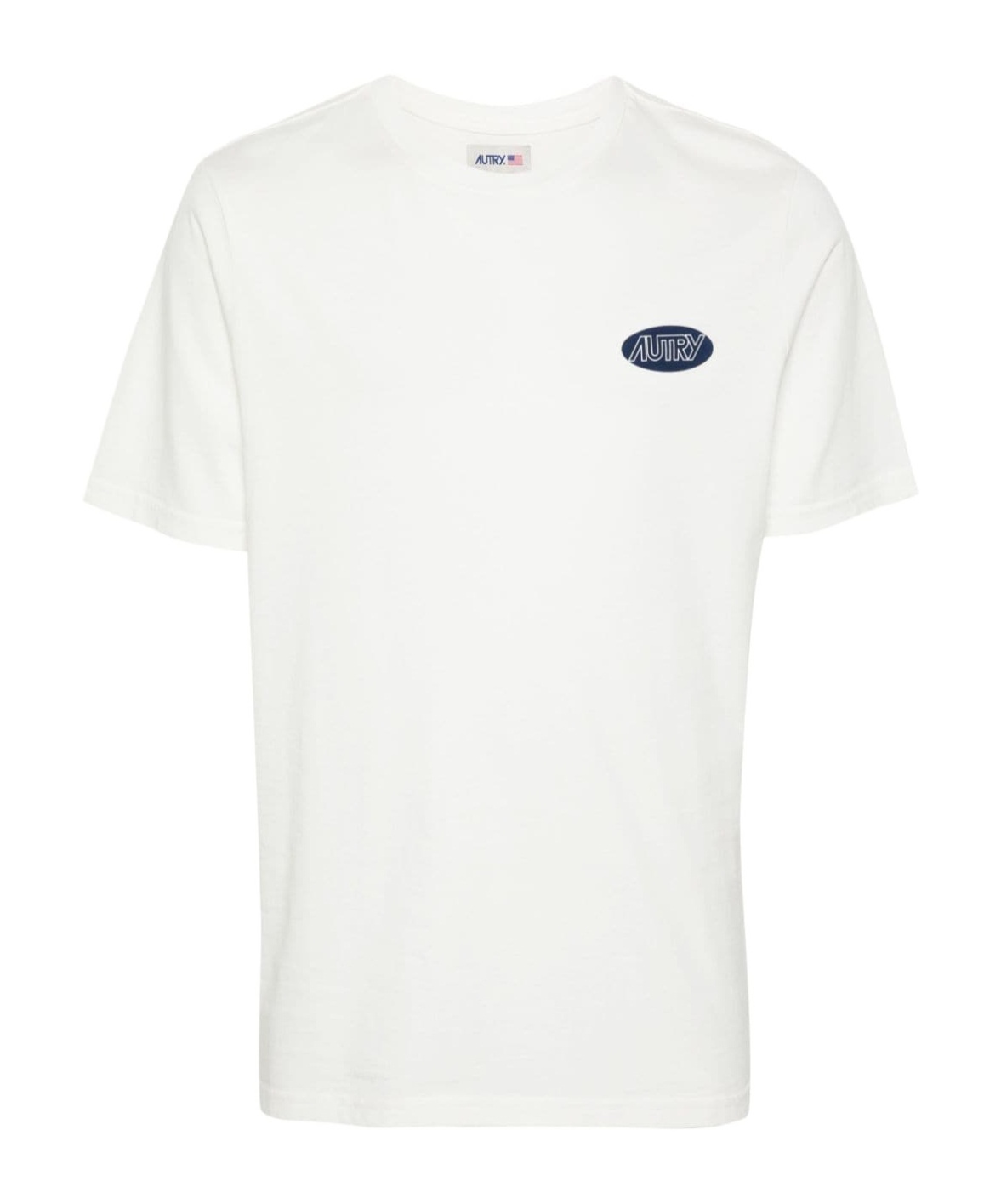 Shop Autry Logo-stamp Cotton T-shirt In White