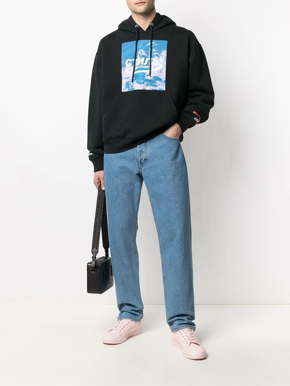 Heron Preston Logo Printed Hooded Sweater In Black