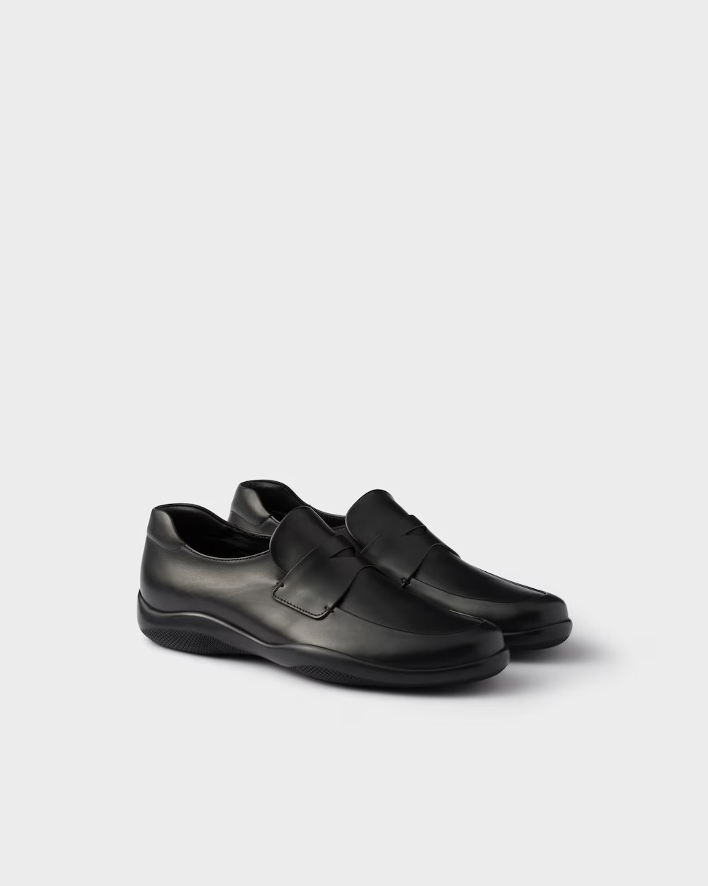 Prada Toblach Leather Loafers In Black