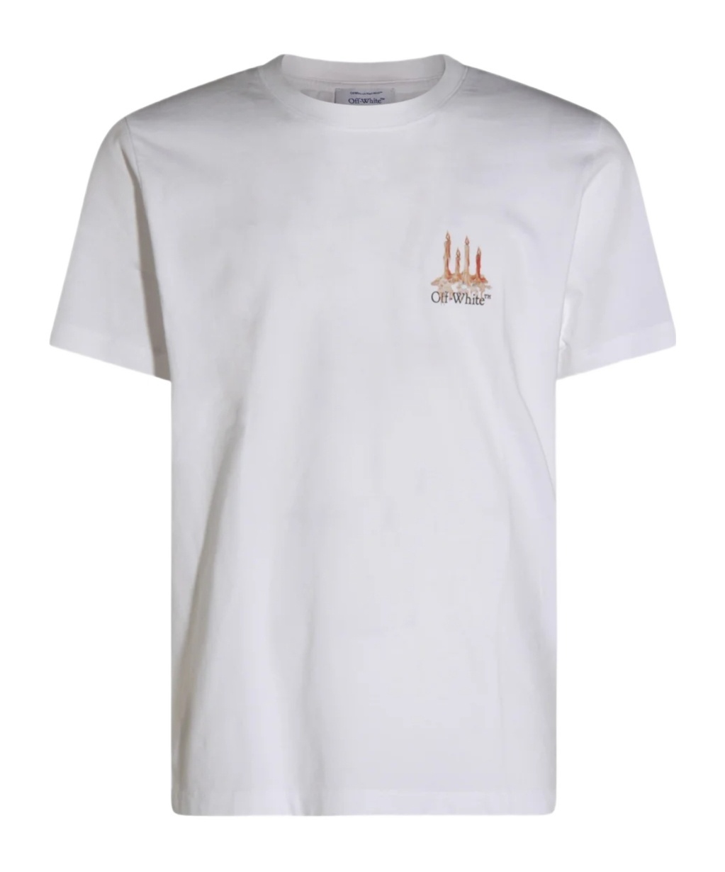 Off-white Graphic Print Crew Neck Short Sleeve Top In White