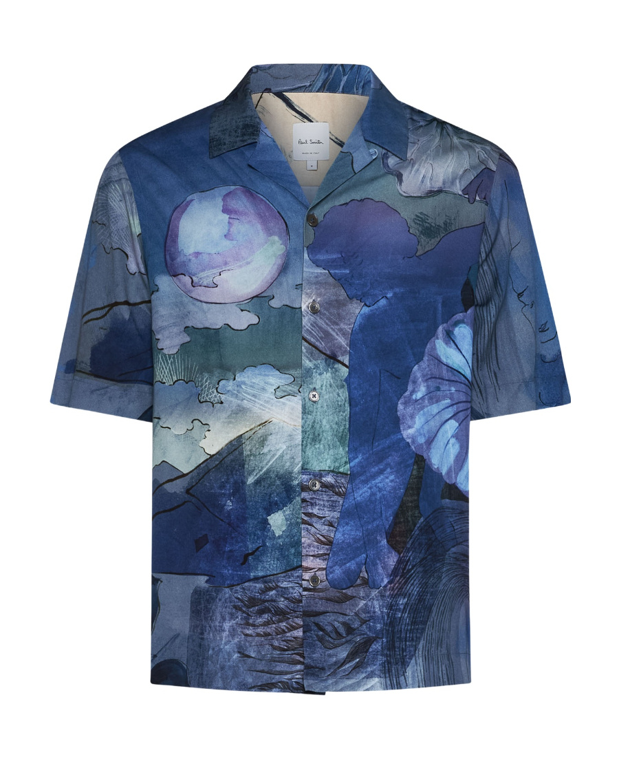 Paul Smith Graphic-print Short-sleeve Shirt In Blue