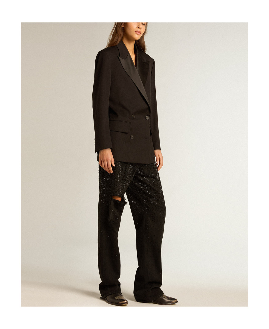 Golden Goose Peak-lapels Double-breasted Blazer In Black