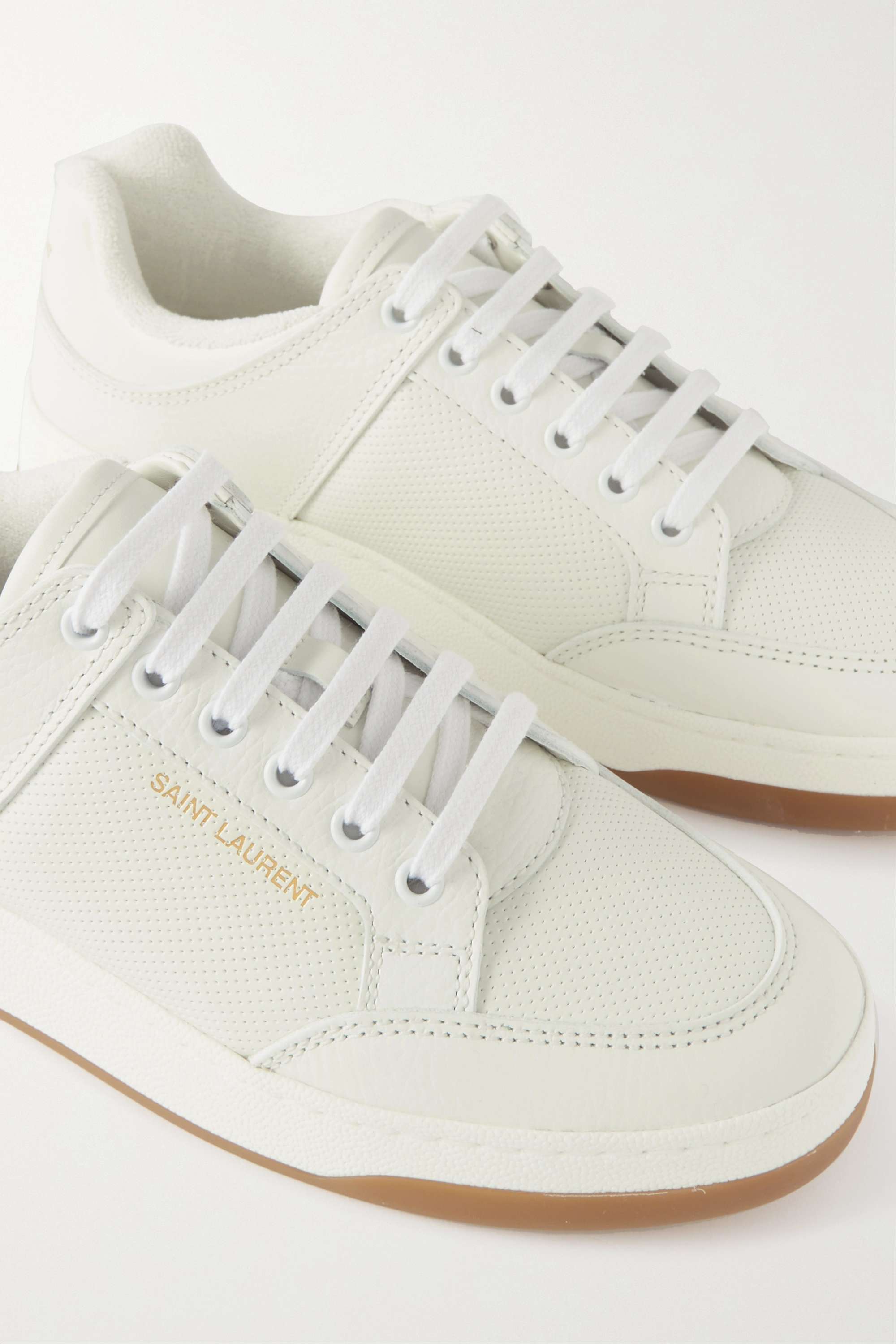 Saint Laurent Leather Sneakers In White