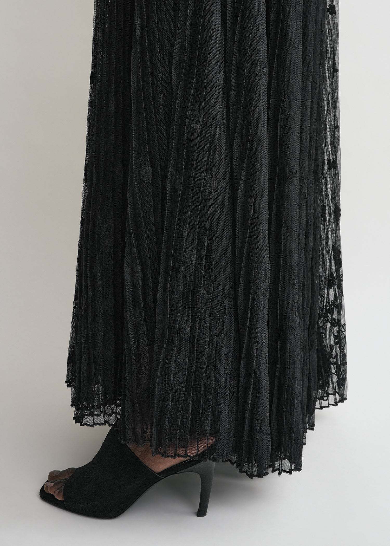 Totême Toteme Floral Plissé Tulle Maxi Dress