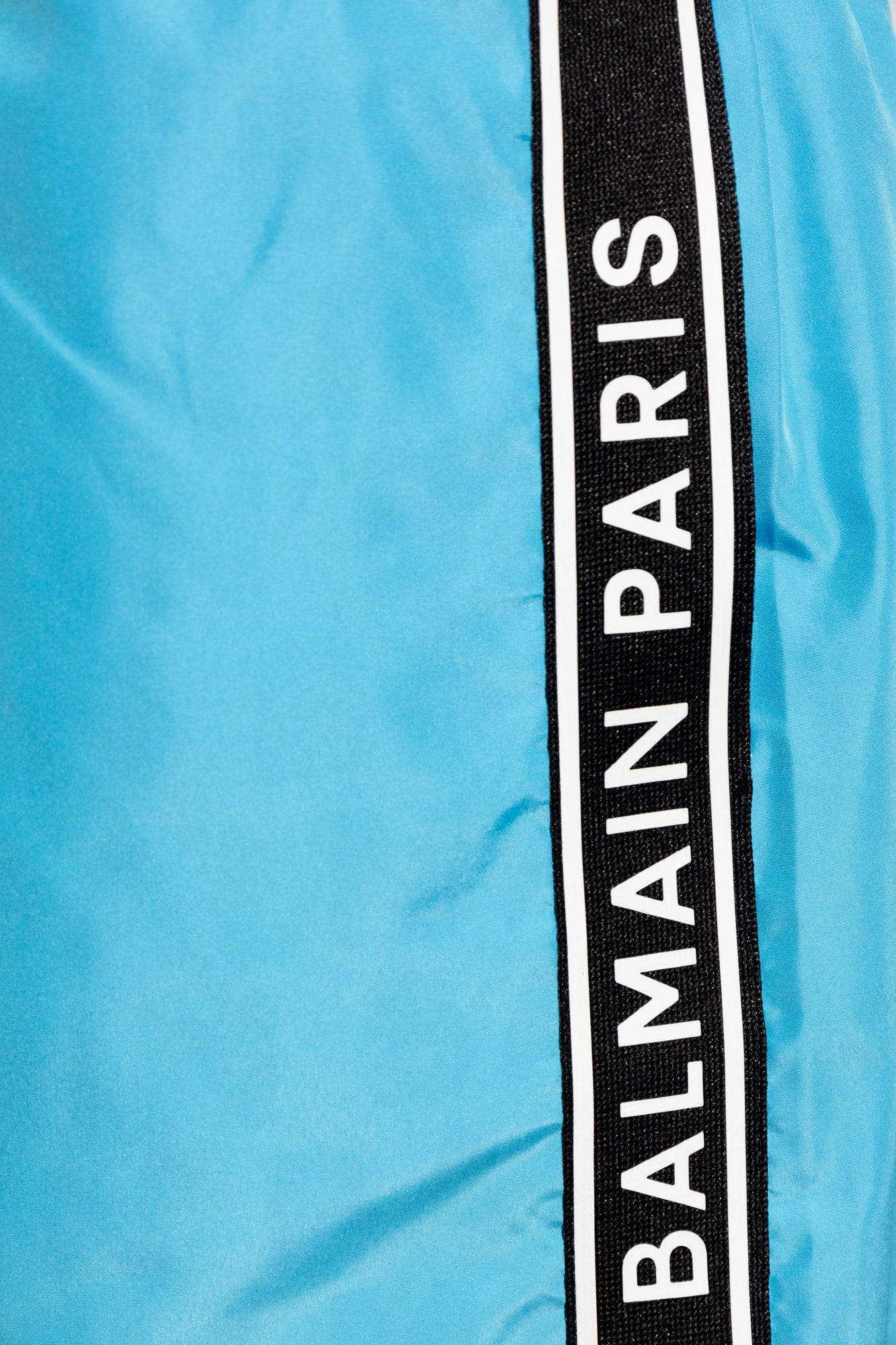 BALMAIN LOGO-PRINT SWIM SHORTS