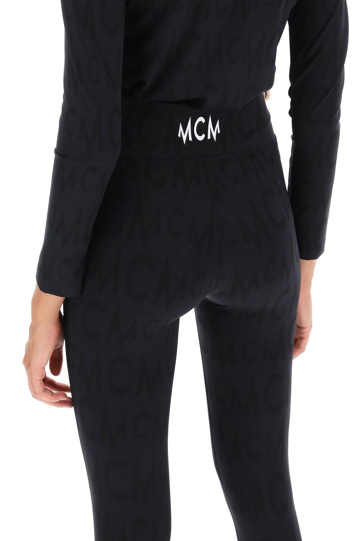Mcm Leggings With Logo Pattern In Black