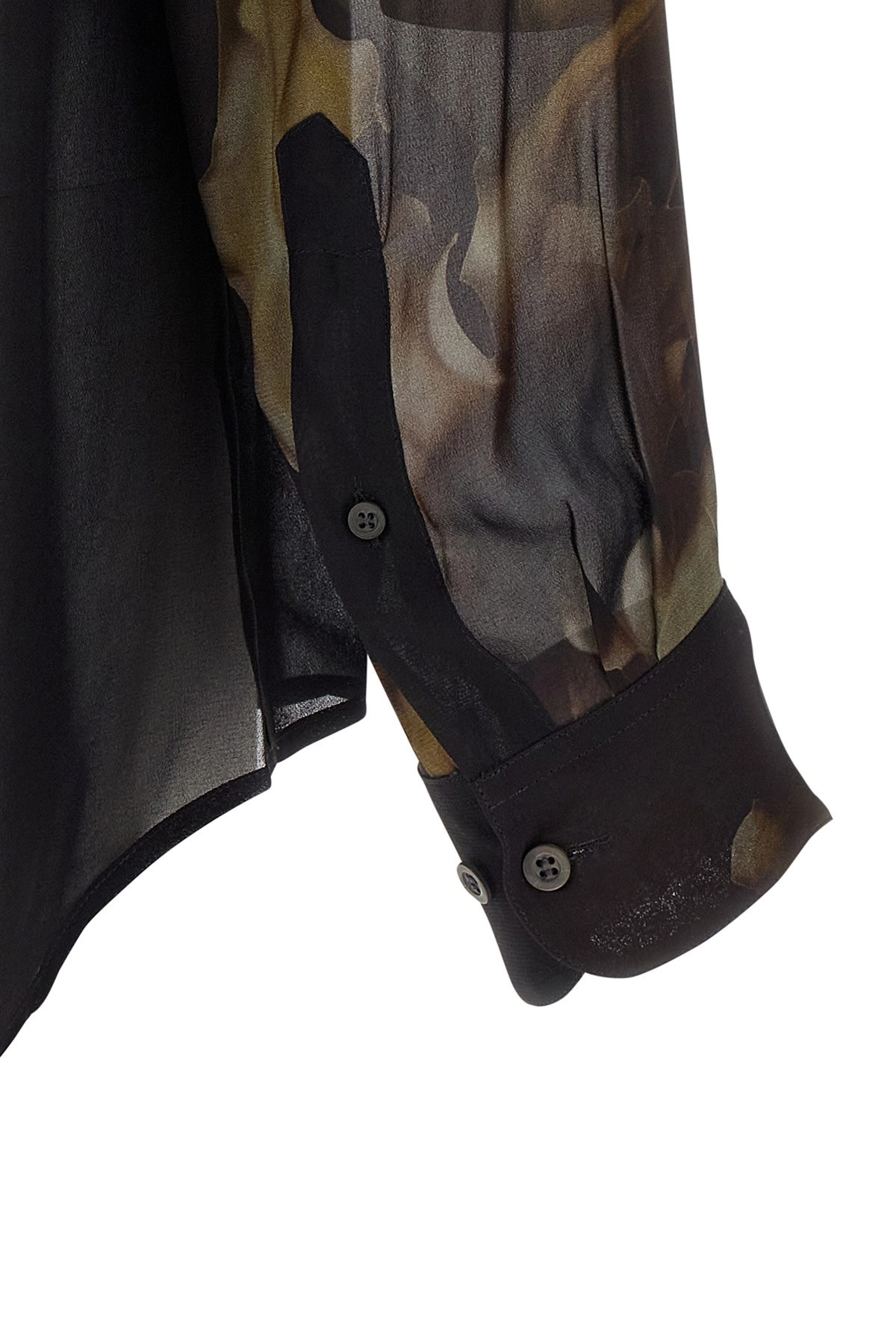 Dries Van Noten Men Printed Organza Curles Shirt In Black
