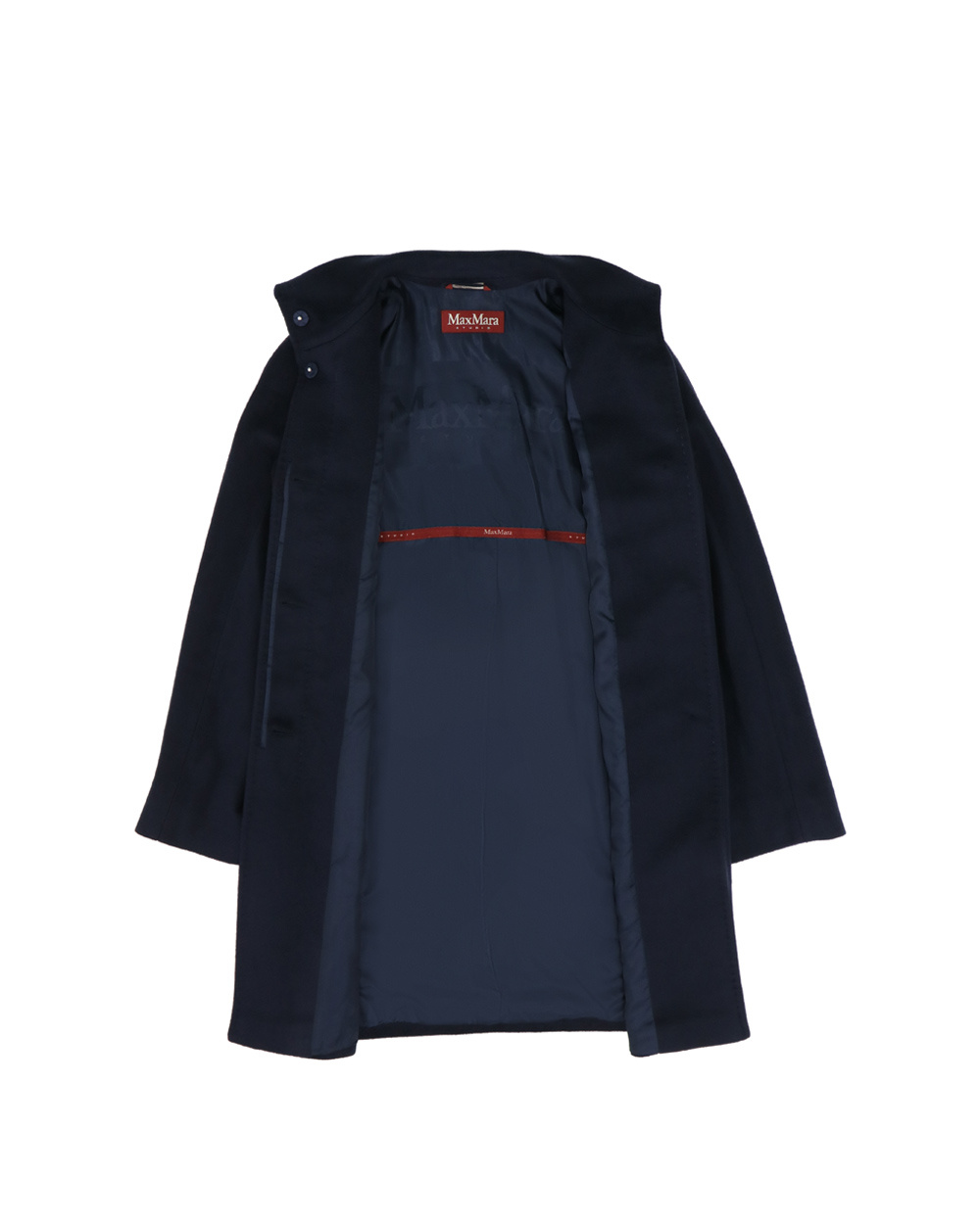 Max Mara Medium Length Overcoat In Blue