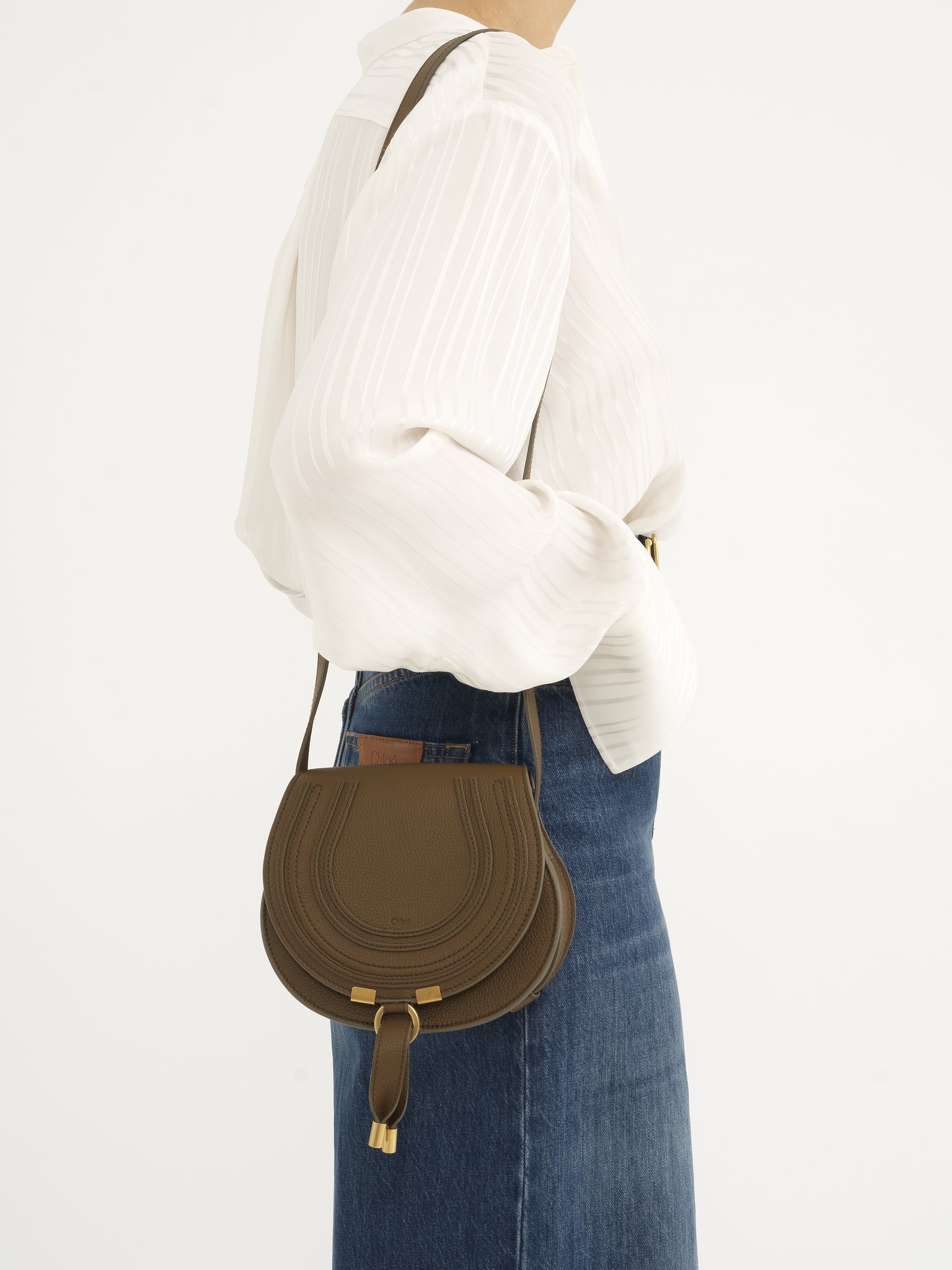 Chloé Small Marcie Saddle Bag In Green