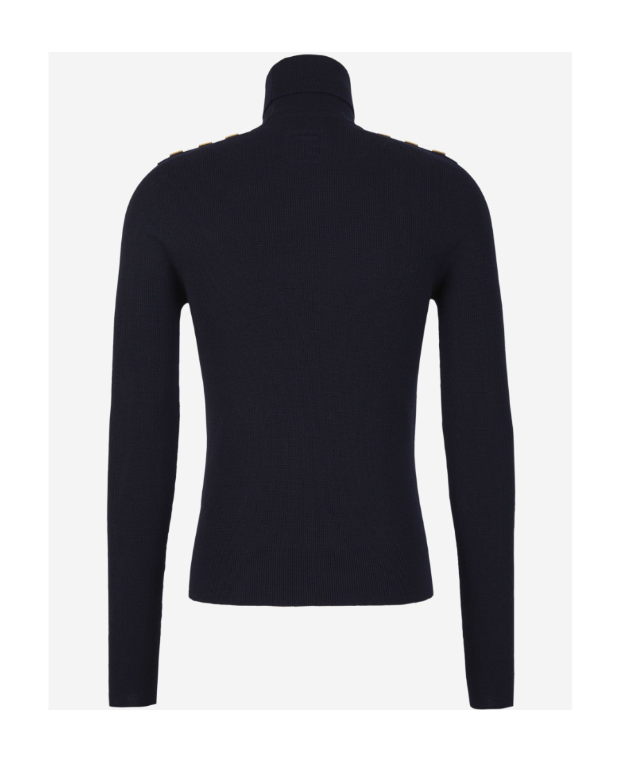 BALMAIN BUTTON-DETAILS MERINO-WOOL JUMPER 