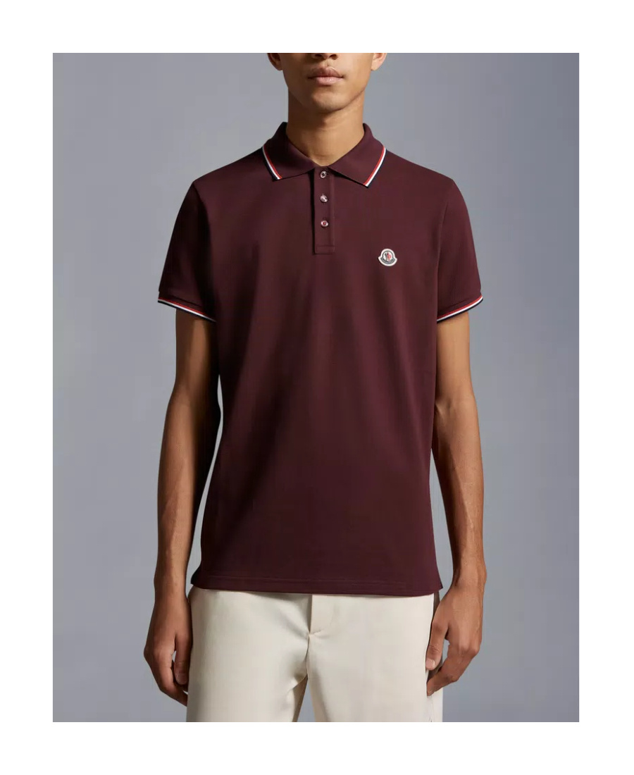 Moncler Logo Patch Polo Shirt In Red