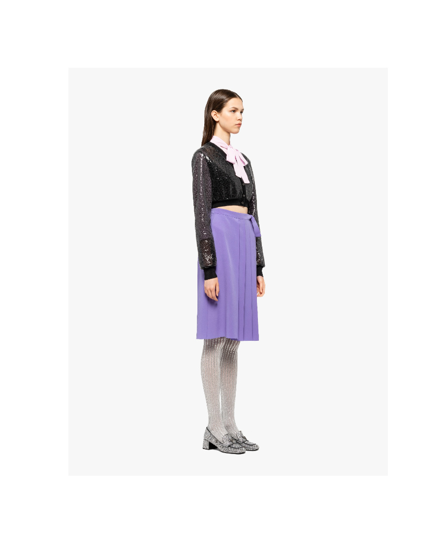 Prada Cropped Sequin-embroidered Cardigan In Black