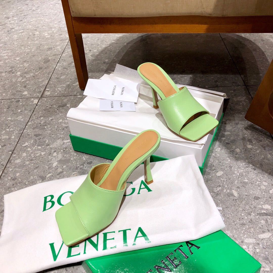 Bottega Veneta Slip-on 90mm Leather Sandals In Green