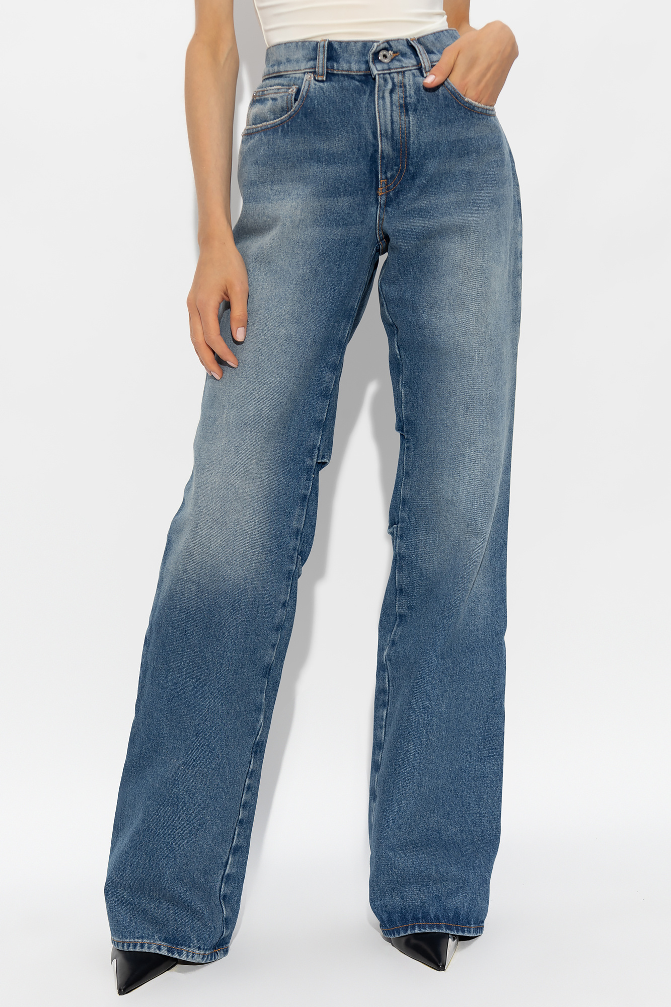 Off-white Low-rise Flared Jeans In Blue