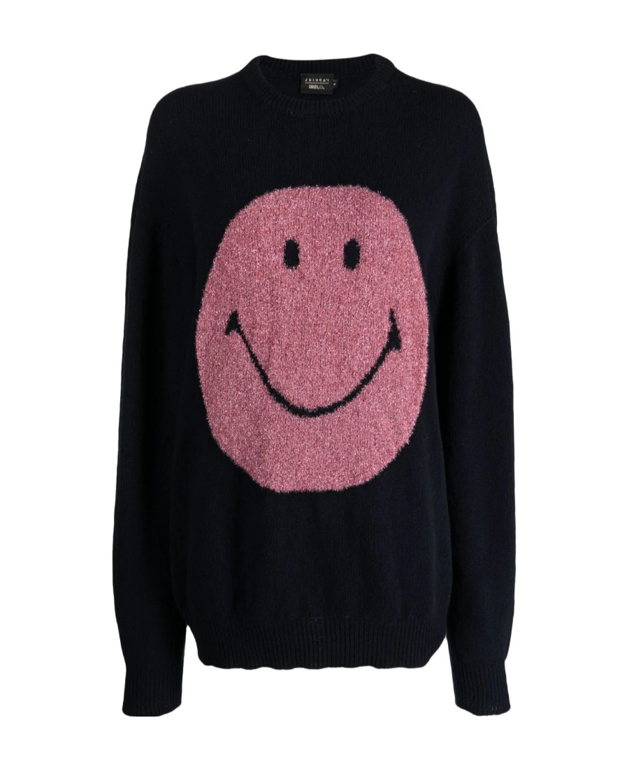 Joshua Sanders Smiley Face Pattern Sweater In Black
