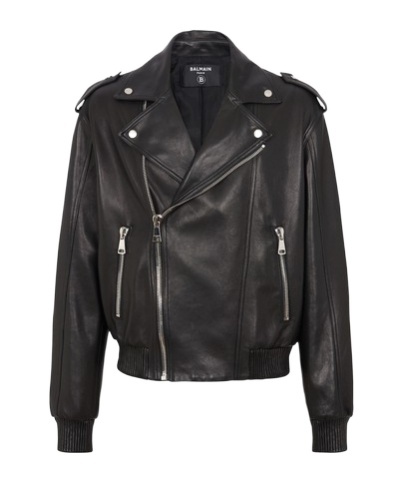 BALMAIN LONG SLEEVE LEATHER JACKET