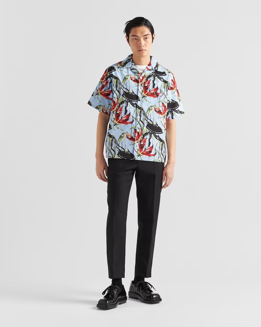 Prada Floral Print Buttoned Shirt In Multicolor