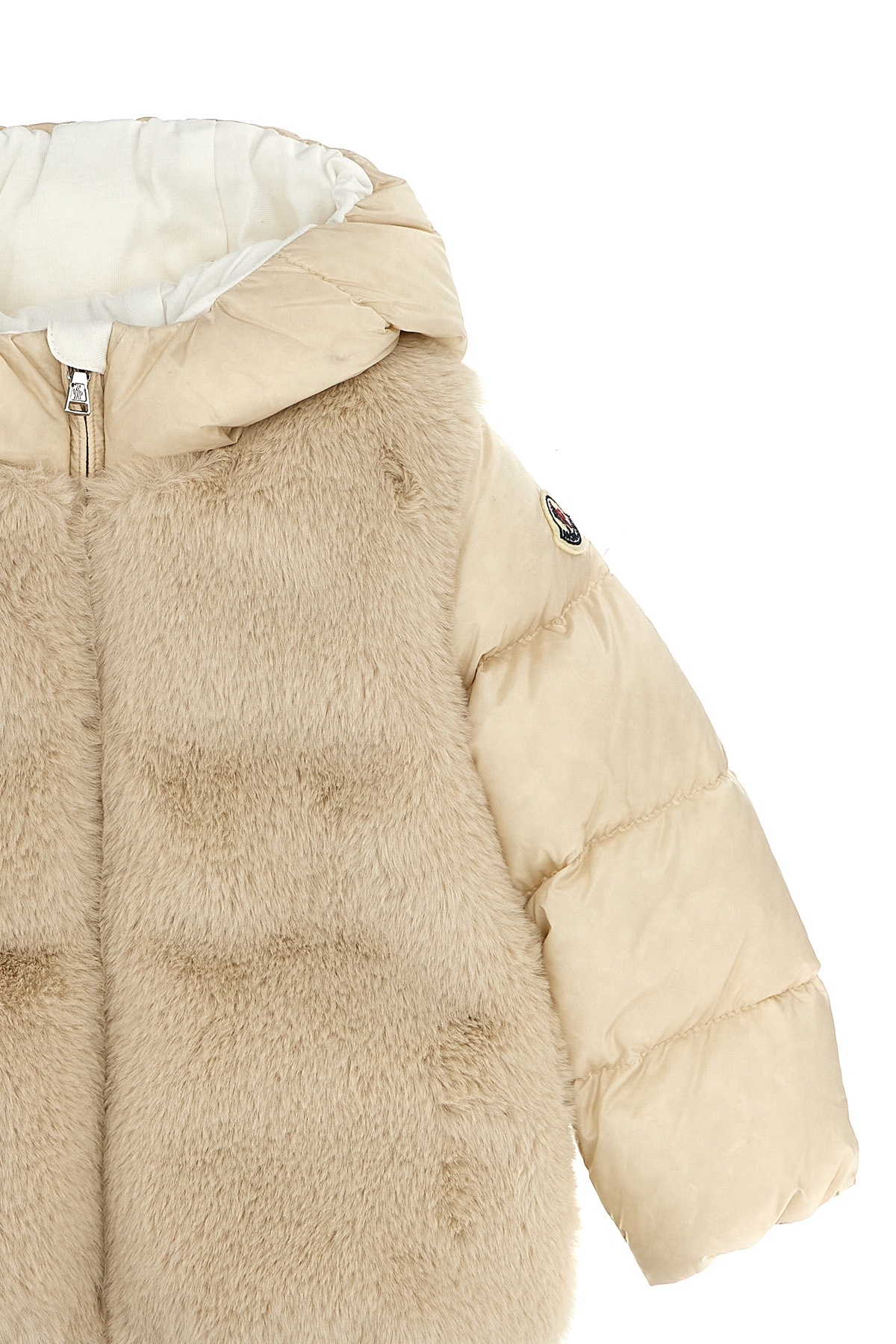 Moncler Long-sleeved Down Jacket In Nude
