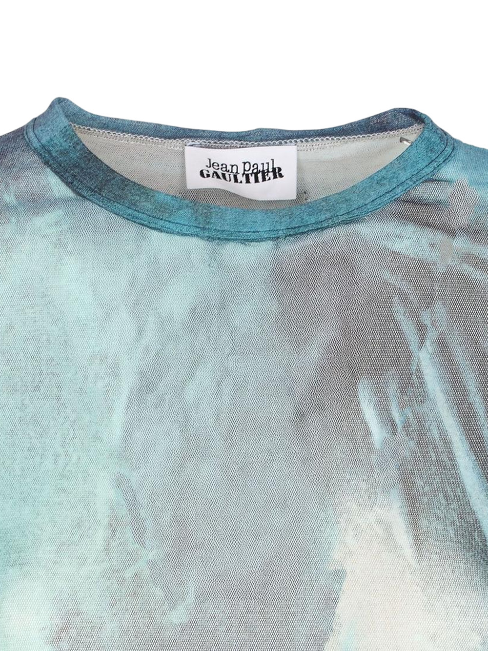 Jean Paul Gaultier Indigo Vintage Blue Mesh Baby Printed Water Tee In Green