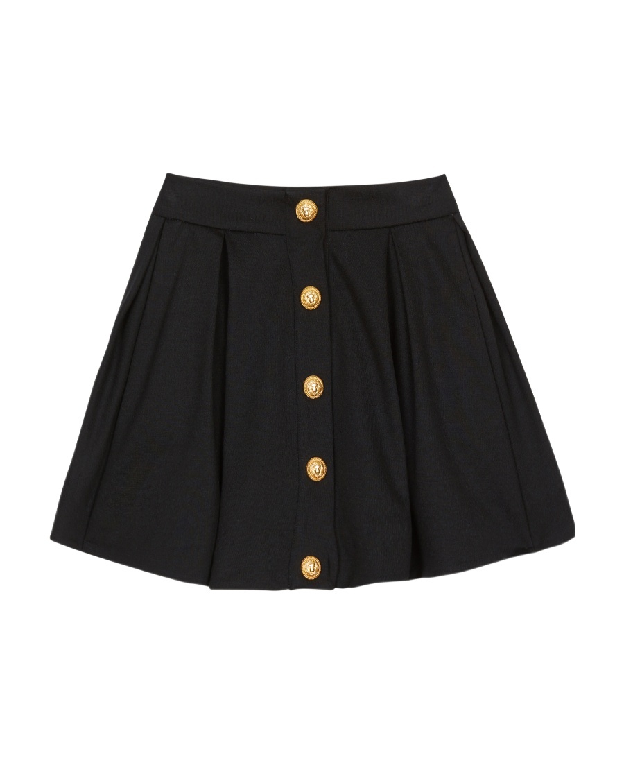 Balmain Gonna Skater Plissettata In Black