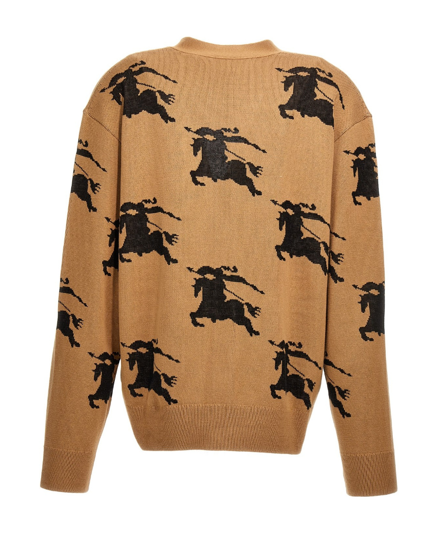 Burberry Brittany Jacquard Logo Knit Cardigan In Brown