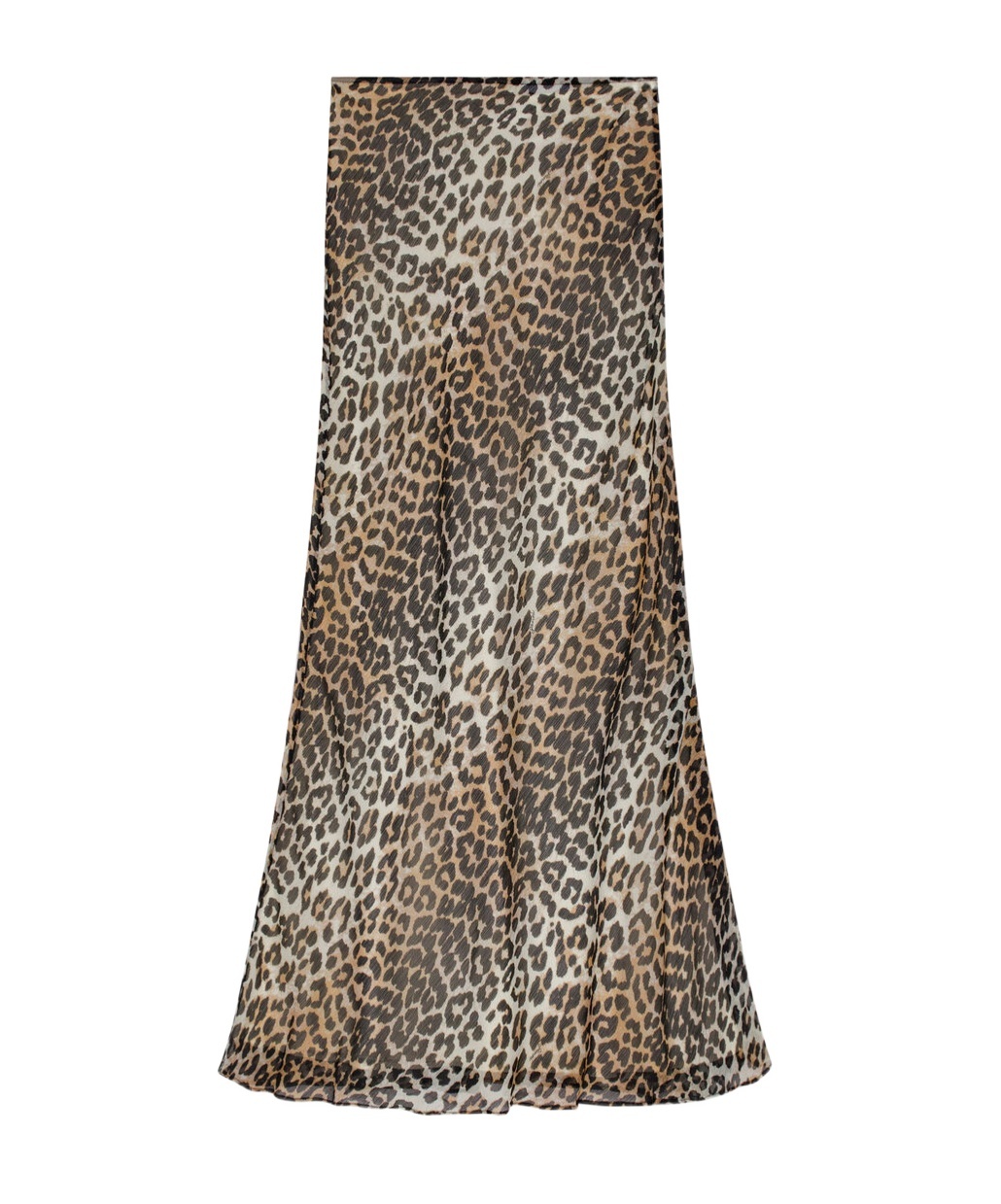 Ganni Printed Chiffon Maxi Skirt In Almond Milk In Nude