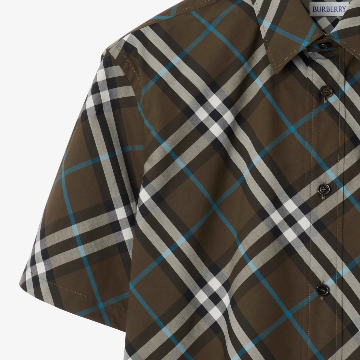 Burberry Check Cotton Short Sleeve Shirt In Green