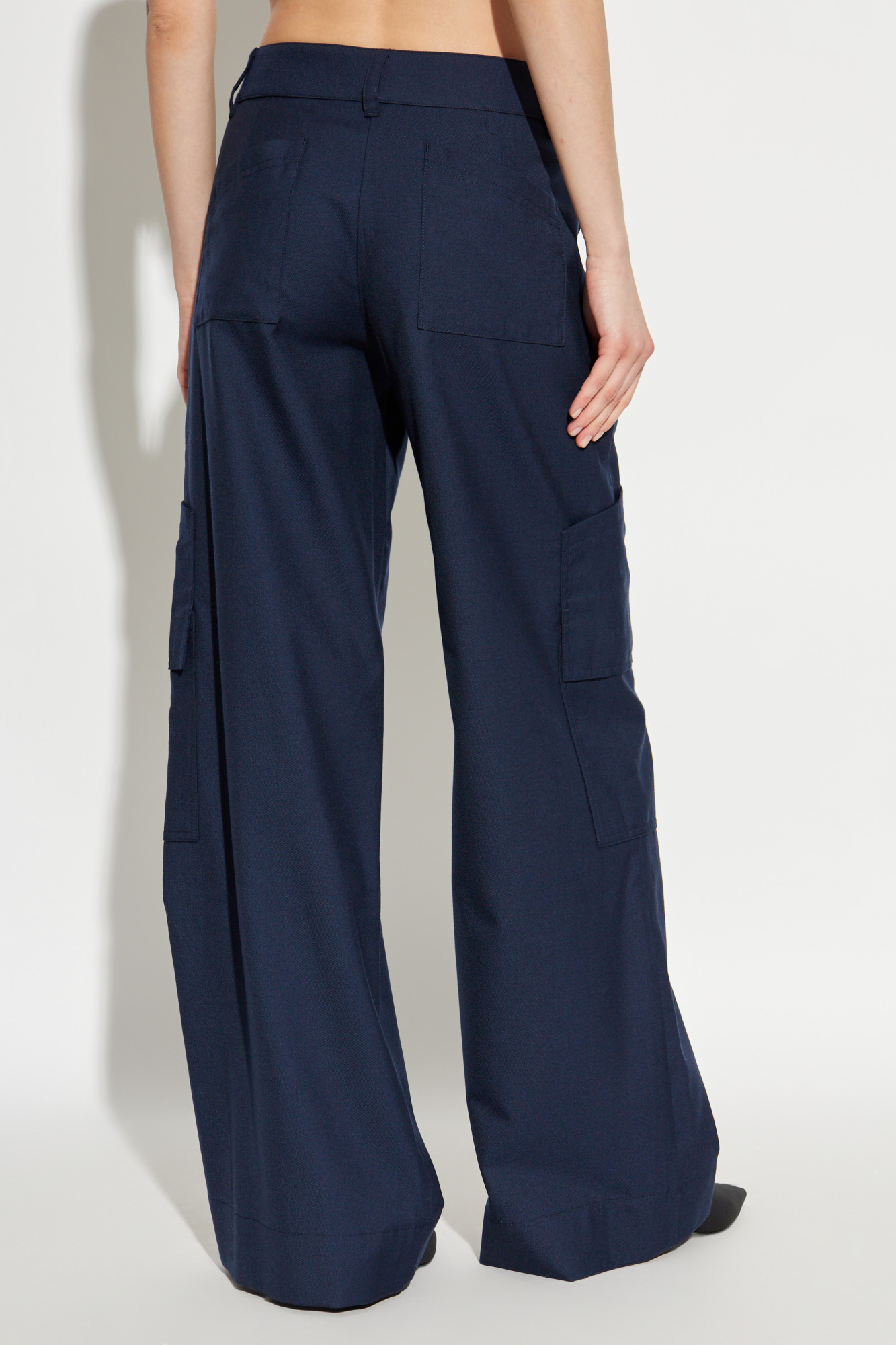 Off-white Gabardine Tailoring Cargo Trousers In Blue