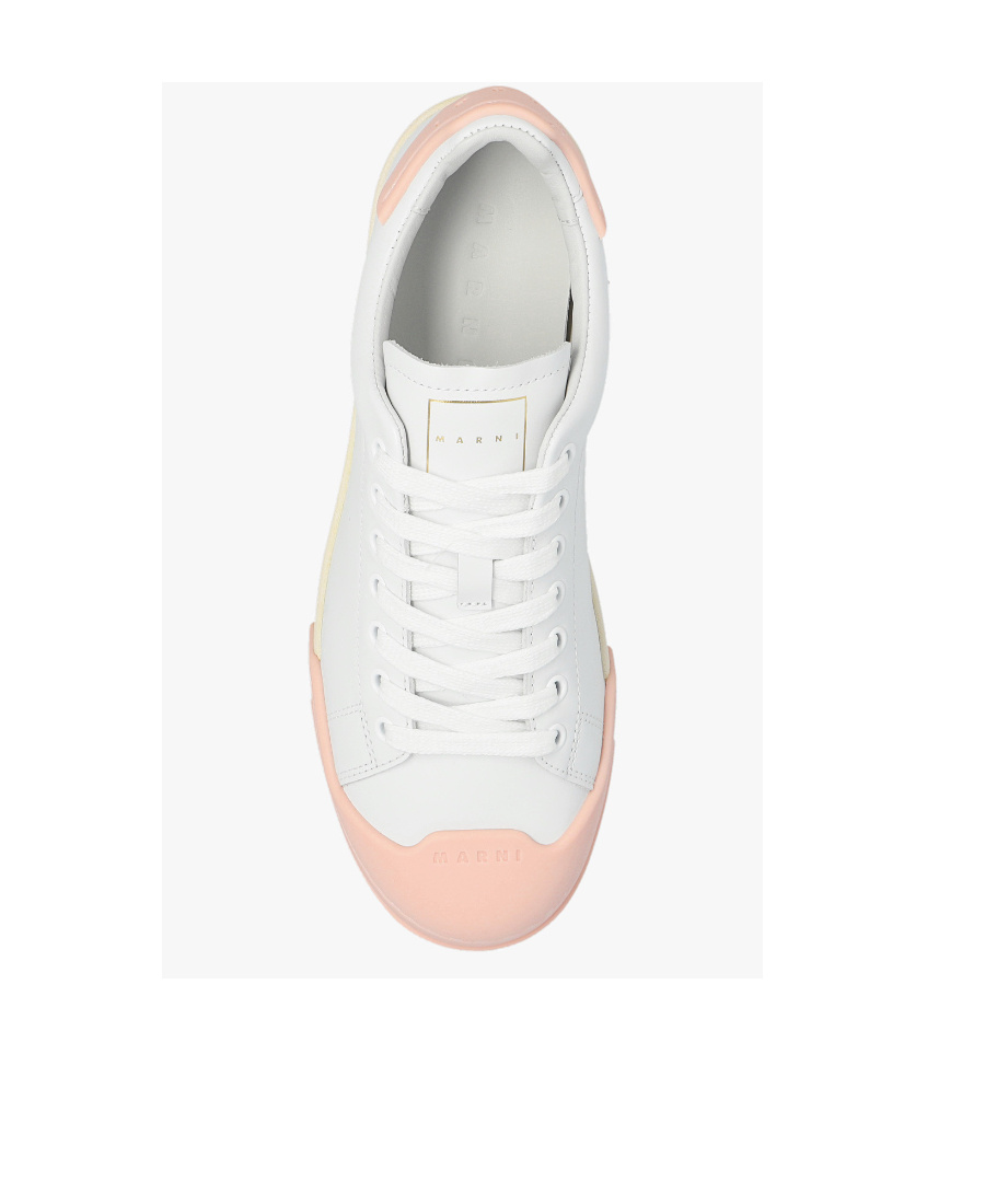 Marni Dada Bumper Sneaker In White And Pink Leather In White
