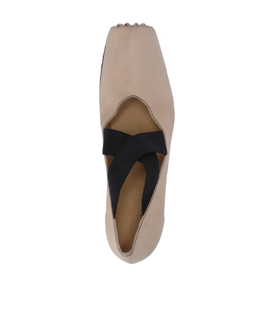Uma Wang Ballet Flats Calfskin Suede Crisscross Straps In Nude